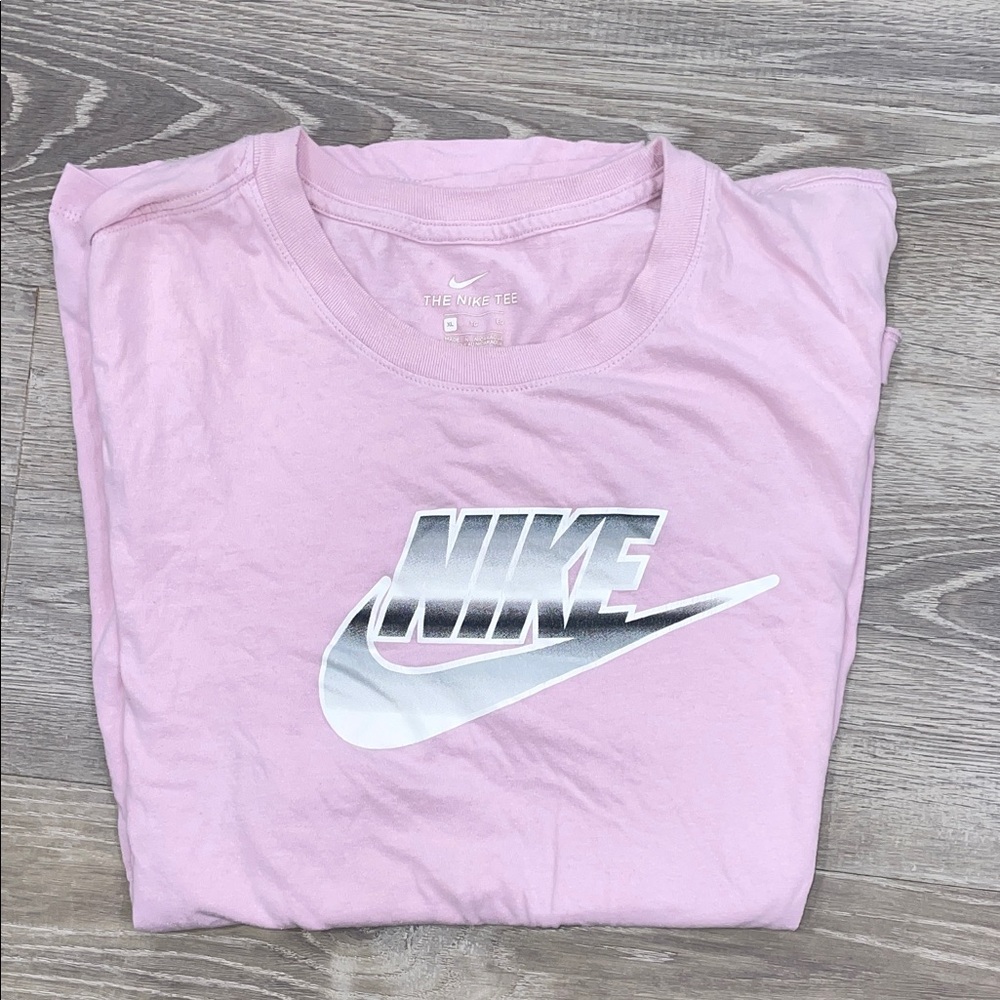 Nike Light Pink Tee with Metallic Silver Logo